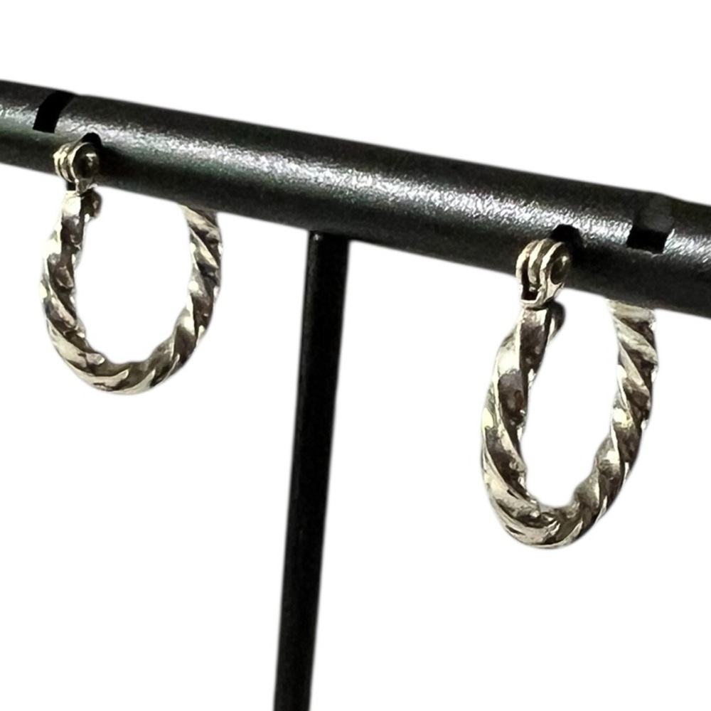 Elegant Silver Twisted Hoop Earrings